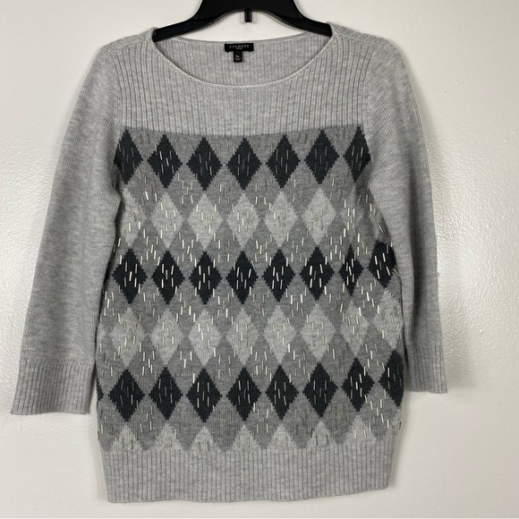 Talbots Pullover Gray Wool Blend sweater Medium Petites 8-10 New w/out tag - Picture 2 of 8